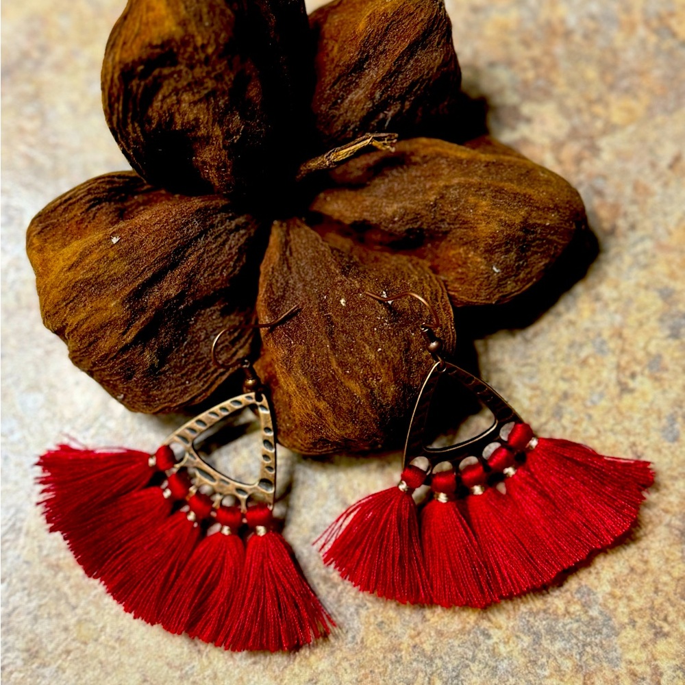 A beautiful red medium size earrings.